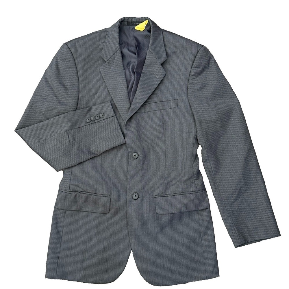 Alfani Suit Jacket Blazer Mens  38R Gray Pinstriped Slim Fit Sport Coat Wool‎